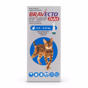 قطره ضد انگل گربه‌ براوکتو – Bravecto (۲.۸ تا ۶.۲۵ کیلو) تولید اتریش