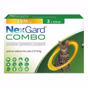 قطره ضد انگل، کک و کنه گربه نکس گارد کمبو (2.5 تا 7.5 کیلوگرم) | NexGard Combo