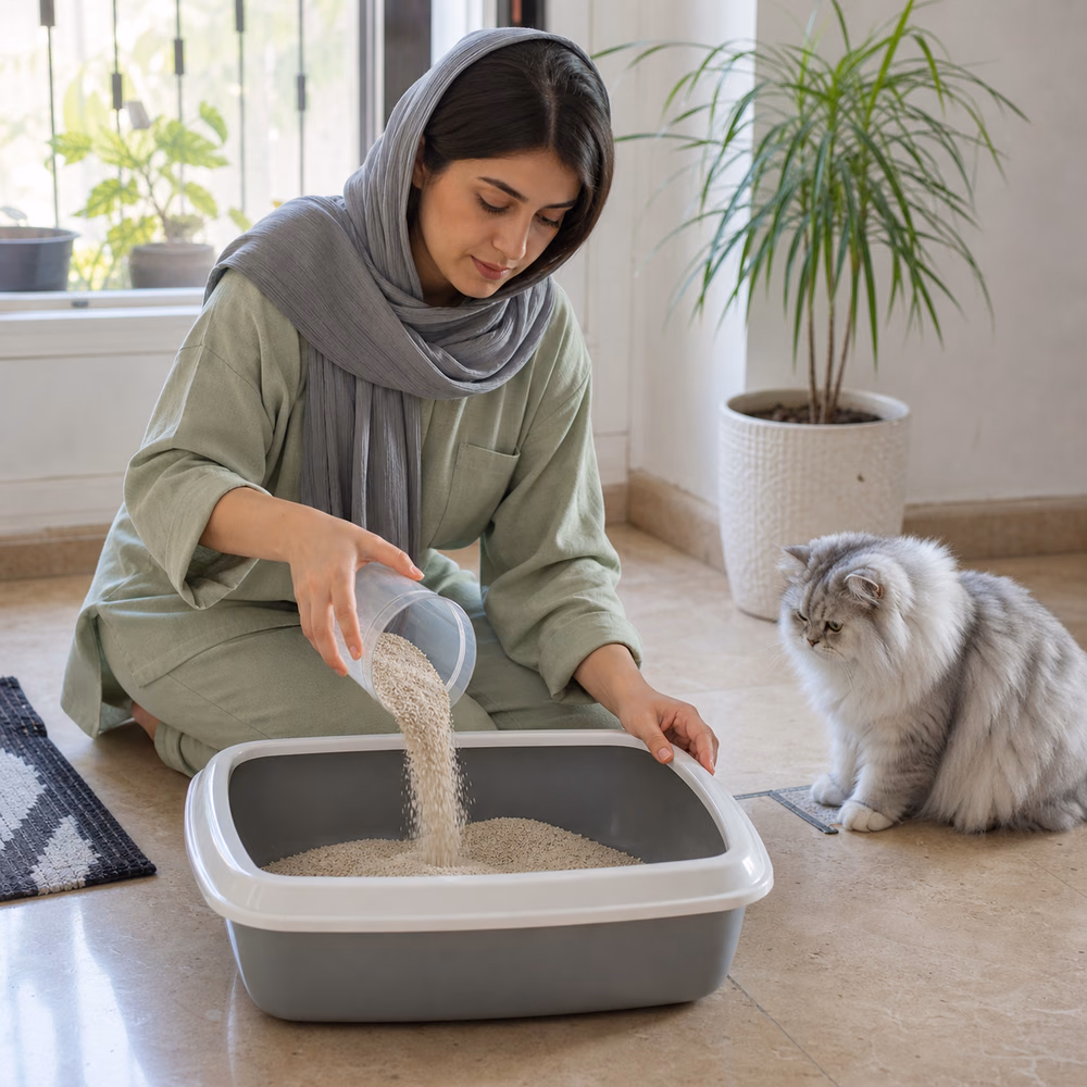 تغییر تدریجی خاک گربه در ظرف خاک