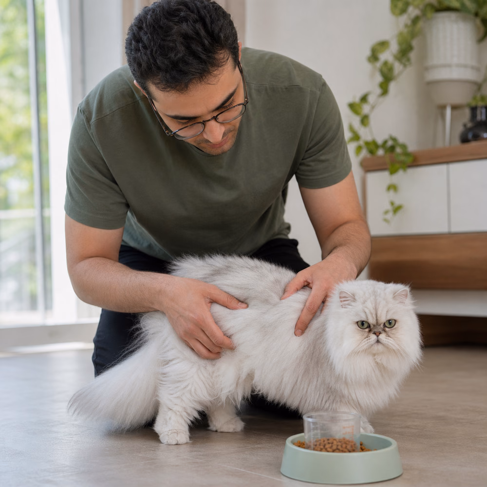 مقدار غذای روزانه گربه؛ محاسبه بر اساس وزن، سن و نوع غذا 2 بررسی وضعیت بدنی گربه برای تنظیم مقدار غذا