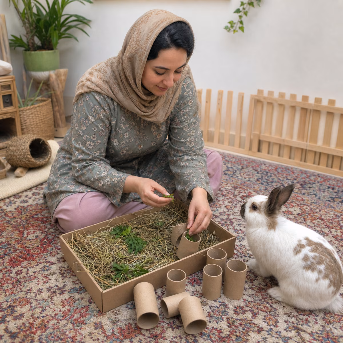 سرگرمی و اسباببازی خرگوش؛ ایدههای ساده و ایمن در خانه 2 ساخت بازی جستوجوی غذا برای خرگوش